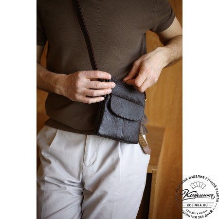 Кожаная сумка "Вуди" (тёмно-коричневый антик)